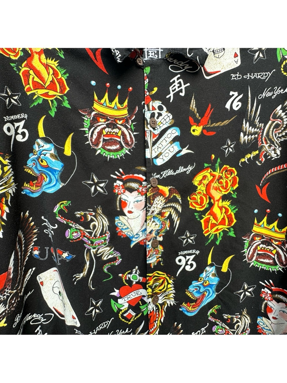 Ed Hardy Black Flashboard Camp Shirt Size XL - Picture 3 of 9